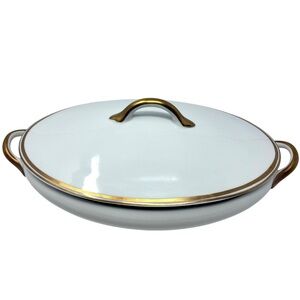 Vintage Syracuse China Old Colony Ivory O.P.CO Gold Trim Covered Vegetable Bowl